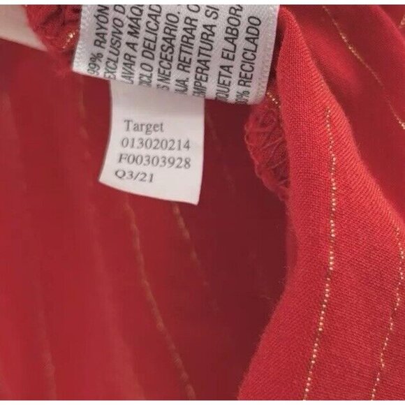 Universal Thread Red Gold Pin Striped Balloon Slv Ruffle Blouse Boho Peasant XL‎ - Picture 8 of 10